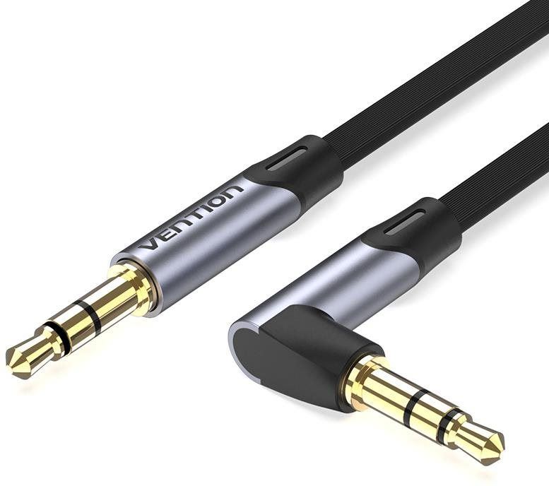 Audio kabel Vention 3.5mm to 3.5mm Jack 90° Flat Aux Cable 0.5m Gray Aluminum Alloy Type