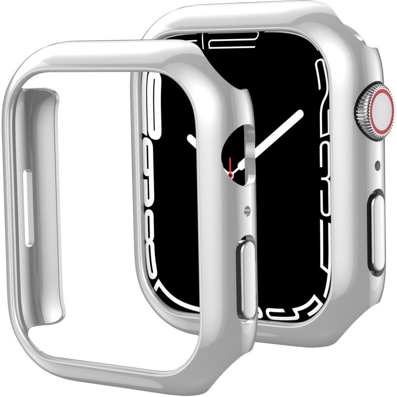 Ochranný kryt na hodinky AhaStyle Premium PC Matte Electroplated pro Apple Watch 7 41mm Silver 2ks