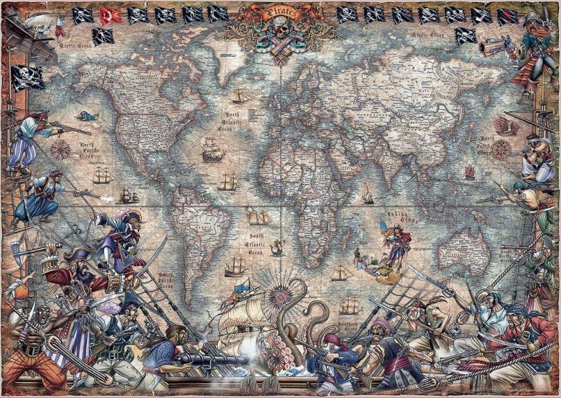 Puzzle Educa Puzzle Pirátská mapa 2000 dílků