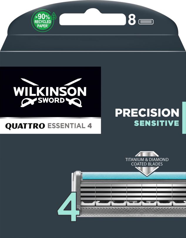 Pánské náhradní hlavice WILKINSON Quattro Essential Precision Sensitive náhradní hlavice 8 ks