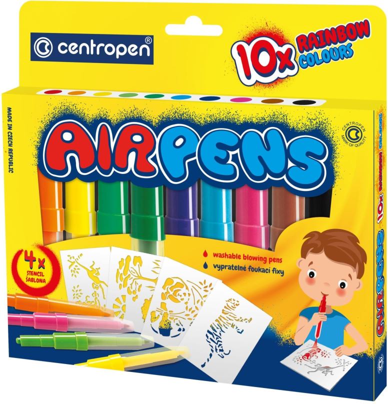 Fixy CENTROPEN Air Pens 1500, foukací, Rainbow, balení 10 ks