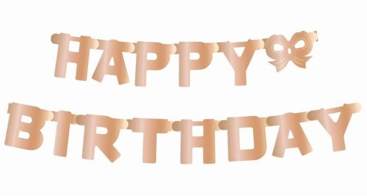 Girlanda Girlanda Happy Birthday - Narozeniny - Růžovozlatá - Rosegold, 11X160 cm