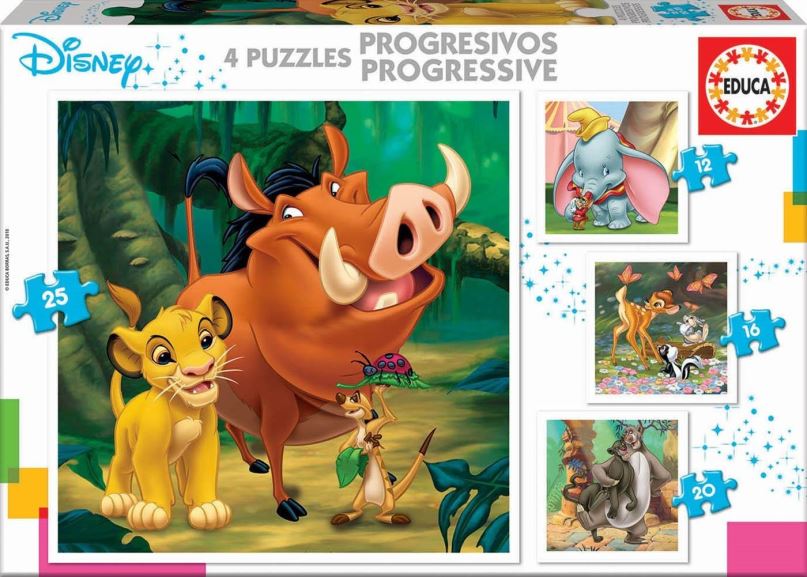 Puzzle Educa Puzzle Disney pohádky 4v1 (12,16,20,25 dílků)