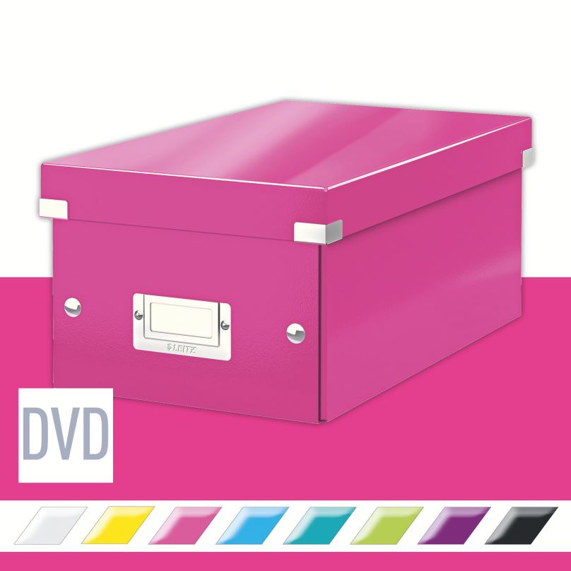 Archivační krabice LEITZ WOW Click & Store DVD 20.6 x 14.7 x 35.2 cm, růžová