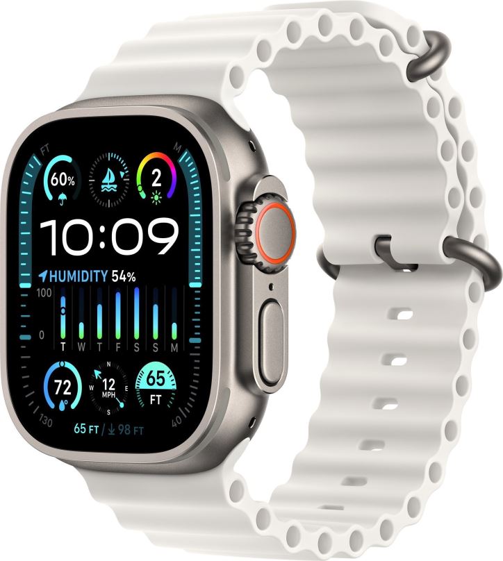 Chytré hodinky Apple Watch Ultra 2 49mm titanové pouzdro s bílým oceánským řemínkem