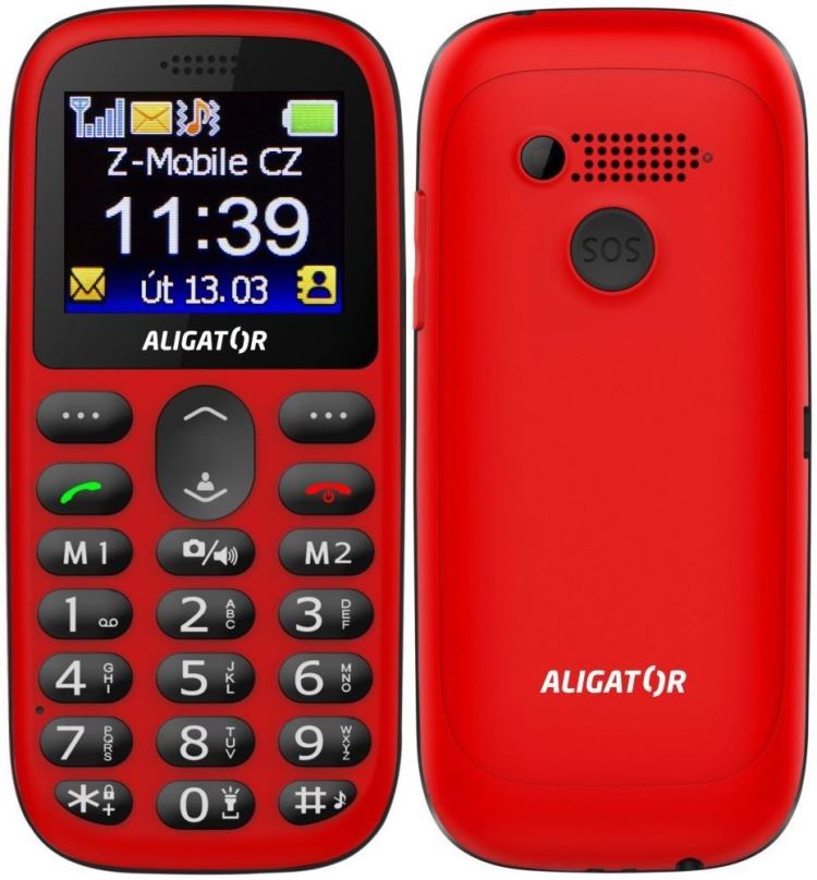 Mobilní telefon Aligator A510 Senior červená
