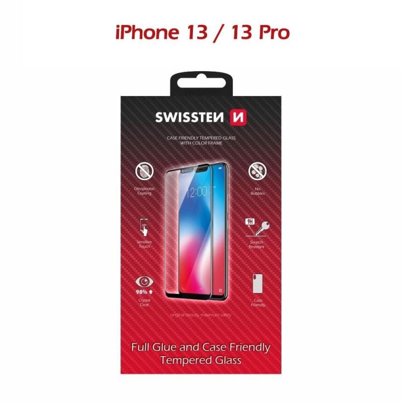 Ochranné sklo Swissten Case Friendly pro Apple iPhone 13 / 13 Pro černé