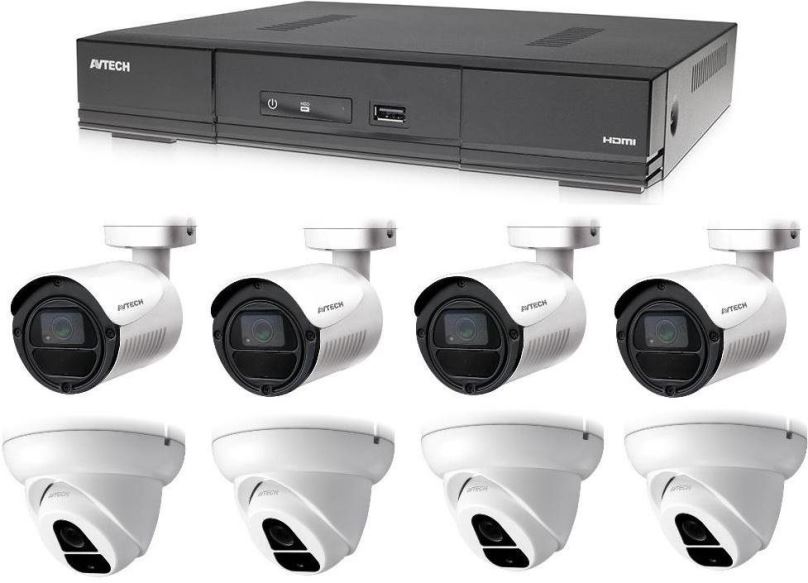Kamerový systém AVTECH 1x DVR DGD1009AV, 4x 2MPX Dome kamera DGC1004XFT a 4x 2MPX Bullet kamera DGC1105YFT