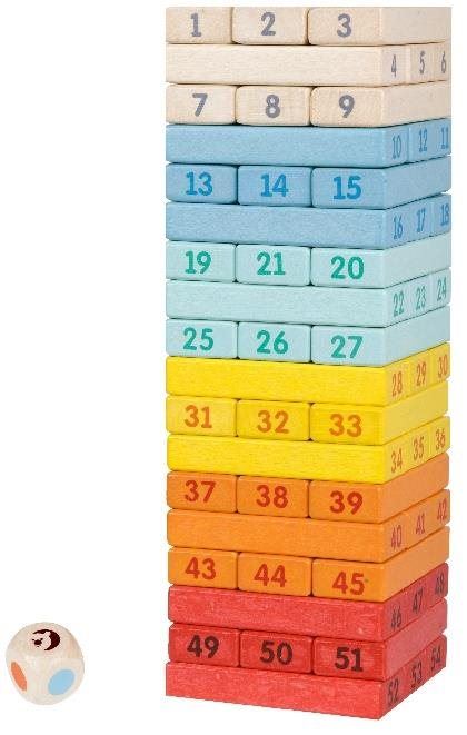 Učicí věž Rappa hra dřevěná s čísly / Jenga 55 ks