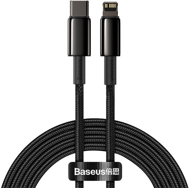 Datový kabel Baseus Tungsten Gold Fast Charging Data Cable Type-C to Lightning PD 20W 2m Black