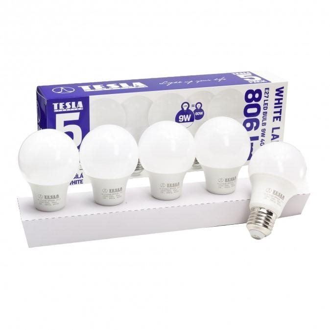 LED žárovka TESLA LED  BULB E27, 9W, 4000K, denní bílá, 5ks v balení