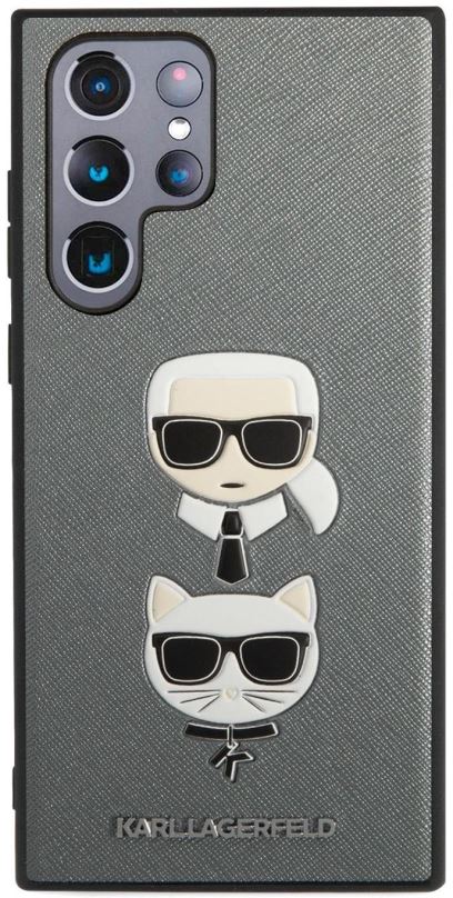 Kryt na mobil Karl Lagerfeld Saffiano K&C Heads Kryt pro Samsung Galaxy S22 Ultra Silver