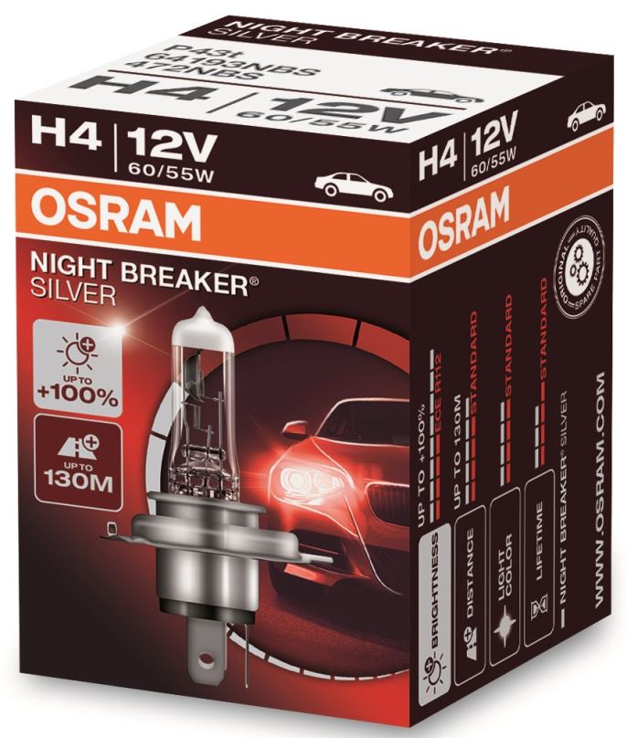Autožárovka OSRAM H4 Night Breaker SILVER +100%