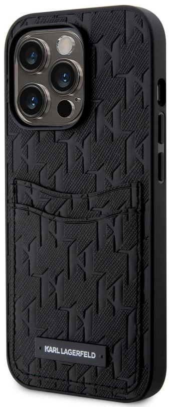 Kryt na mobil Karl Lagerfeld Saffiano Monogram Card Slot Zadní Kryt pro iPhone 13 Pro Black