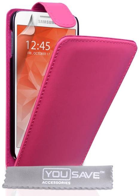 Pouzdro na mobil YouSave flipové kožené pouzdro Leather-Effect na Samsung Galaxy S6 růžové