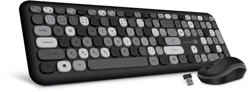 Set klávesnice a myši CONNECT IT Fashion combo, černo-šedá, CZ + SK