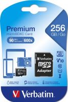 Paměťová karta Verbatim MicroSDXC 256GB Premium + SD adaptér