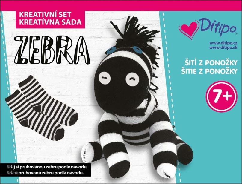 Kreativní sada Zebra kreativní set: Šití/Šitie z ponožky