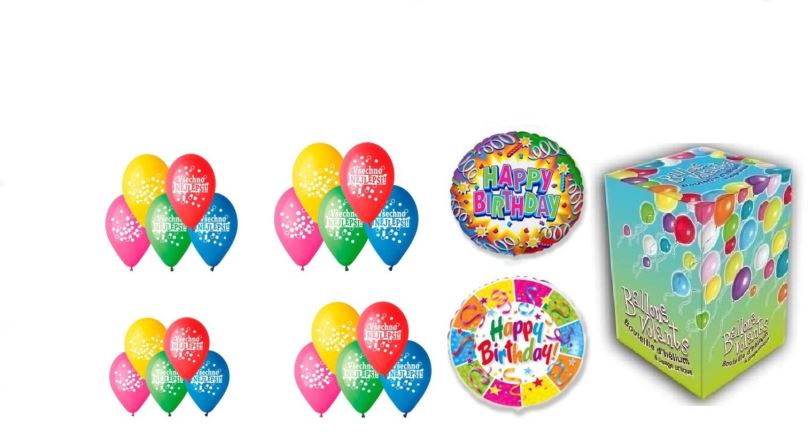 Balónky s héliem Helium sada narozeninová párty velká - 400 L