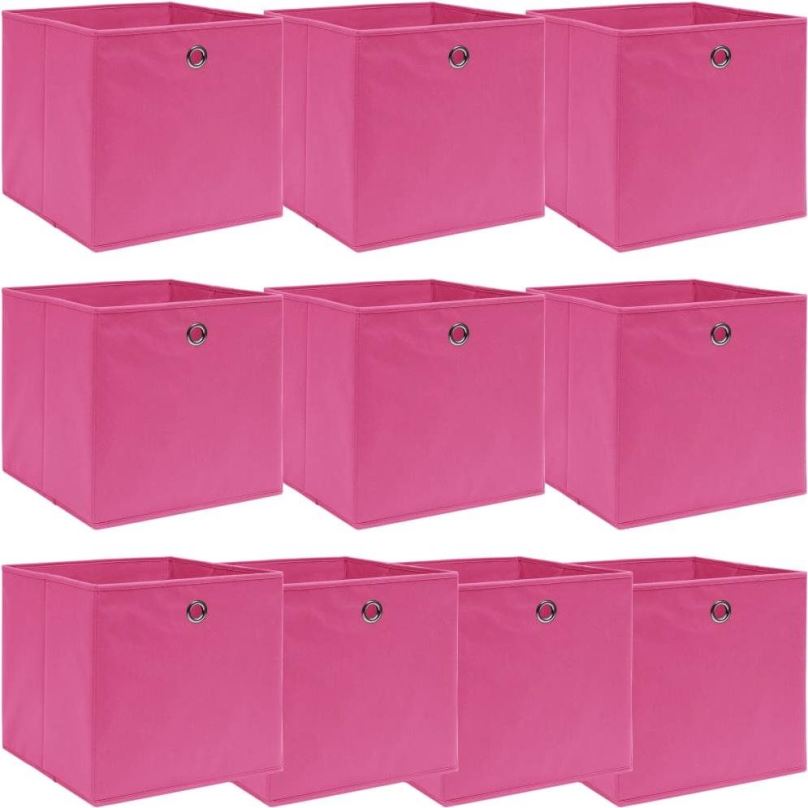 Úložný box Úložné boxy 10 ks růžové 32 x 32 x 32 cm textil