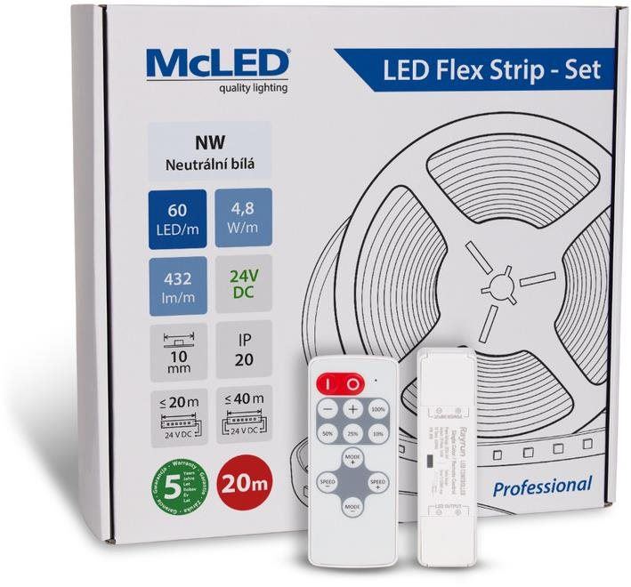 LED pásek McLED Set LED pásek 20 m s ovladačem, NW, 4,8 W/m