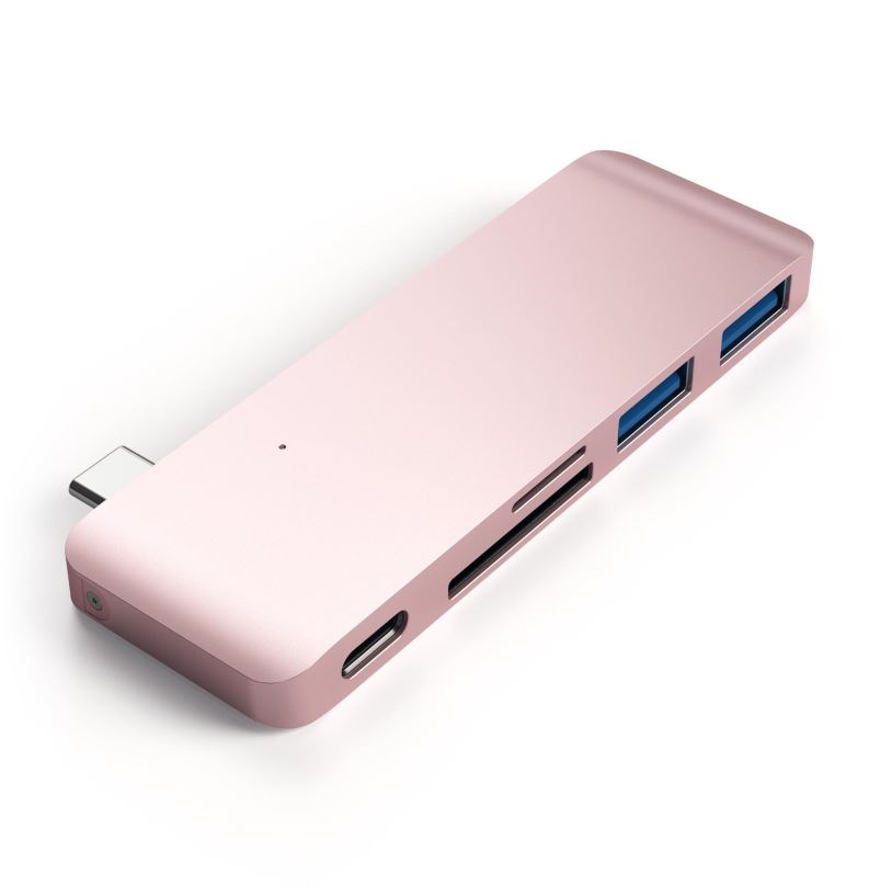 Replikátor portů Satechi Aluminium Type-C Passthrough USB Hub (3x USB 3.0,MicroSD) - Rose Gold