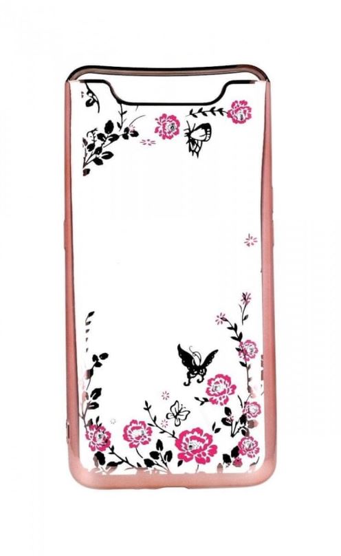 Kryt na mobil TopQ Samsung A80 silikon růžový s růžovými květy 47247