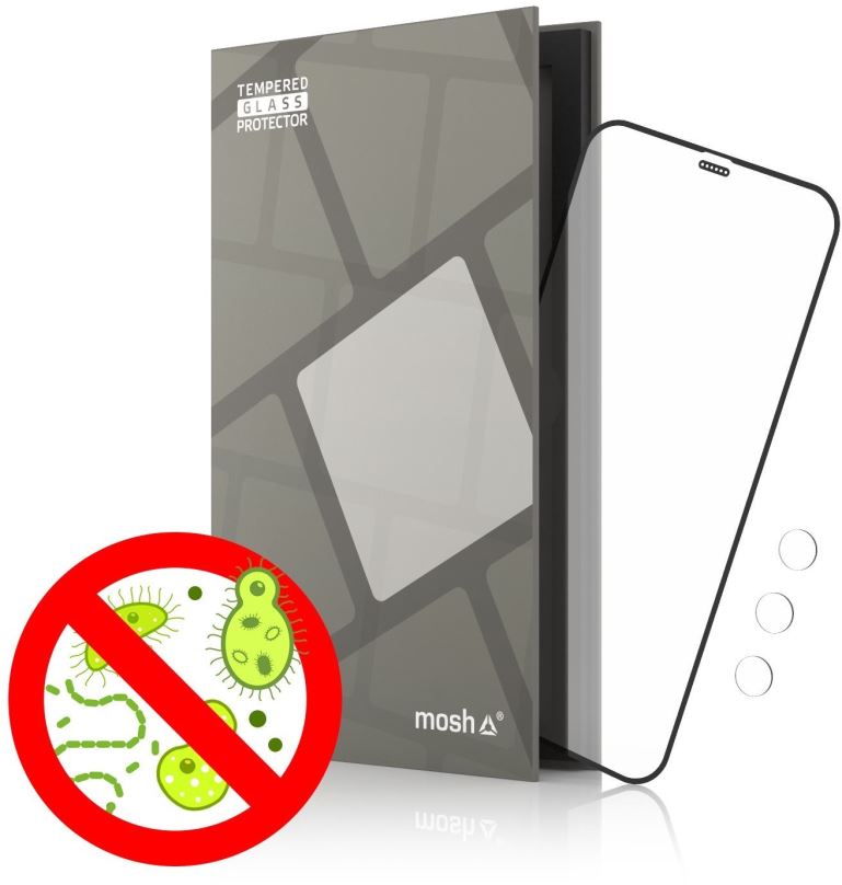Ochranné sklo Tempered Glass Protector Antibacterial pro iPhone 12 Pro Max, Černé + sklo na kameru
