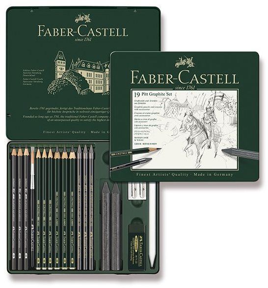 Tužka FABER-CASTELL Pitt Graphite v plechové krabičce - sada 19 ks