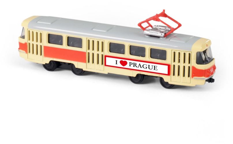 Kovový model RAPPA Tramvaj Tatra T3 I Love Prague zpětný chod kovová 16cm