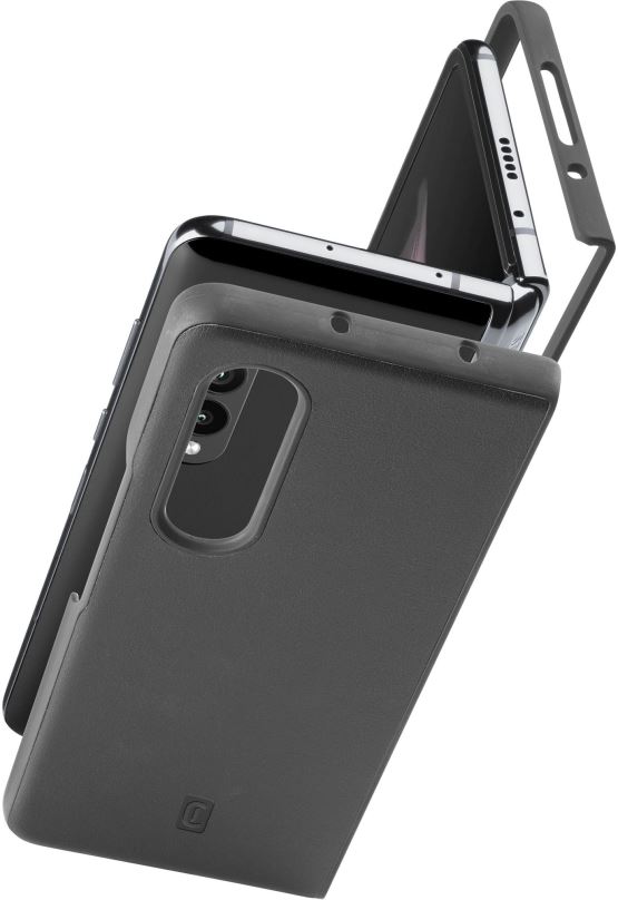 Kryt na mobil Cellularline Fit Duo pro Samsung Galaxy Z Fold4 PU kůže černý