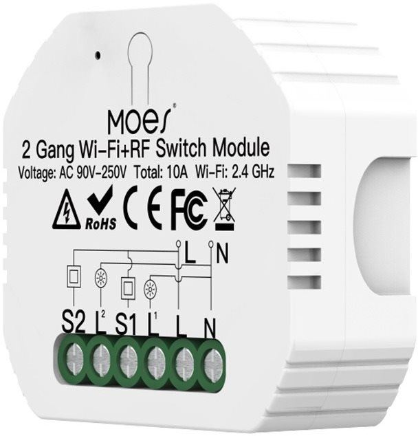 WiFi spínač MOES Hidden wifi smart switch 2 gang