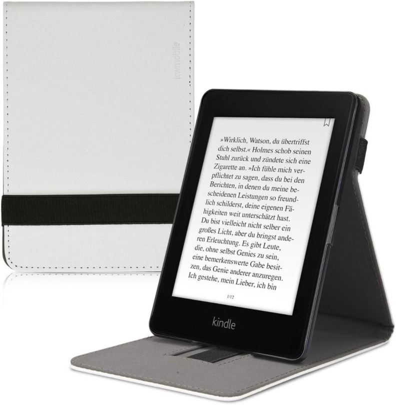 Pouzdro na čtečku knih KW Mobile - Case with Strap Stand - KW4504002 - Pouzdro pro Amazon Kindle Paperwhite 1/2/3 - bílé