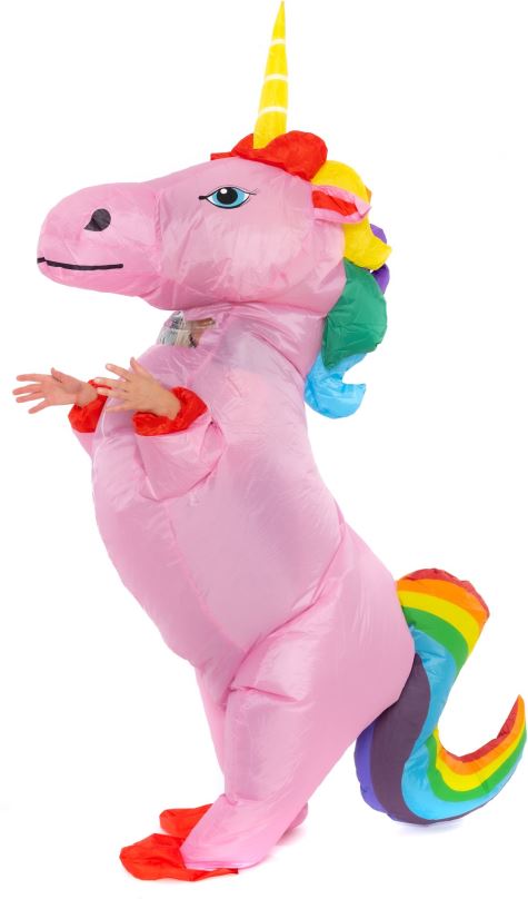 Kostým Nafukovací kostým pro děti Pink Unicorn with rainbow tail
