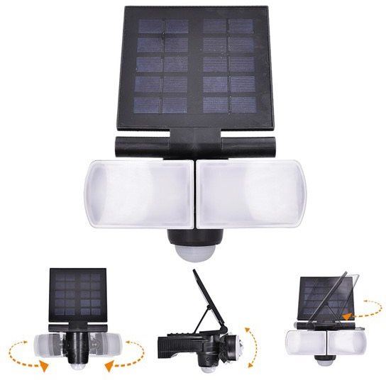 Nástěnná lampa Solight LED solární osvětlení se senzorem, 8W, 600lm, Li-on, černá