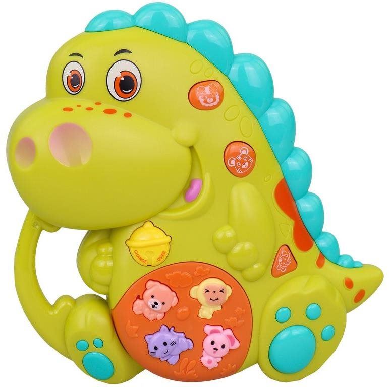 Hudební hračka MaDe Piánko dinosaurus se světlem, hudbou a zvukem 14,5 x 4 x 14,5 cm