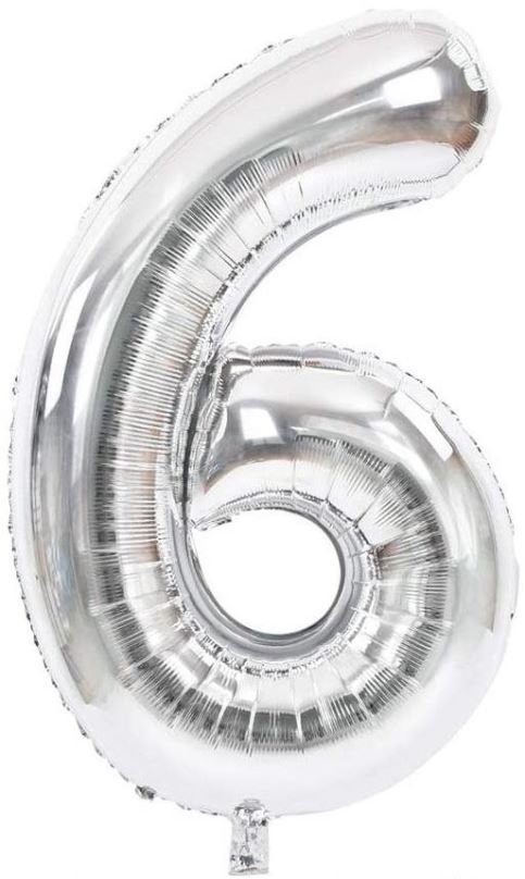 Balonky Atomia fóliový balón narozeninové číslo 6, stříbrný 46 cm