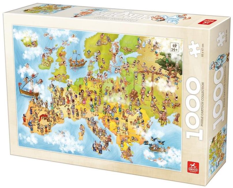 Puzzle Deico Puzzle Kreslená mapa Evropy 1000 dílků