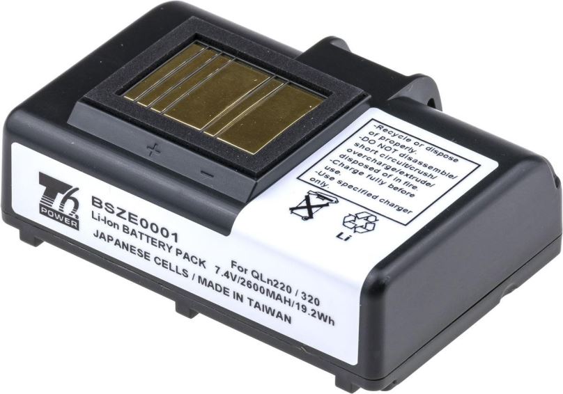 Nabíjecí baterie T6 Power pro čtečku čárových kódů Zebra P1031365-059, Li-Ion, 2600 mAh (19,2 Wh), 7,4 V