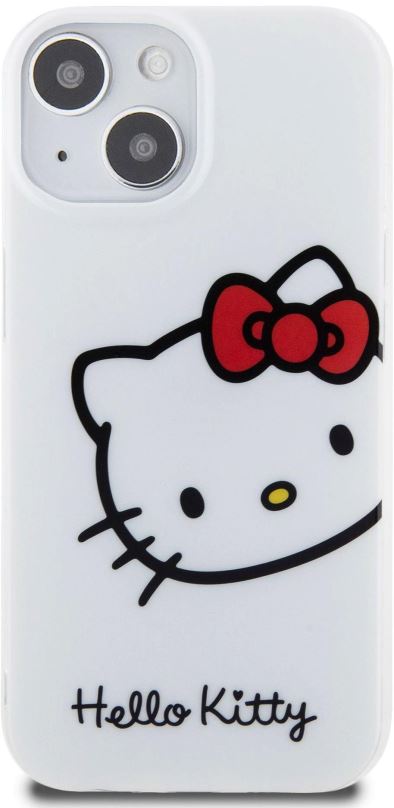Kryt na mobil Hello Kitty IML Head Logo Zadní Kryt pro iPhone 15 White