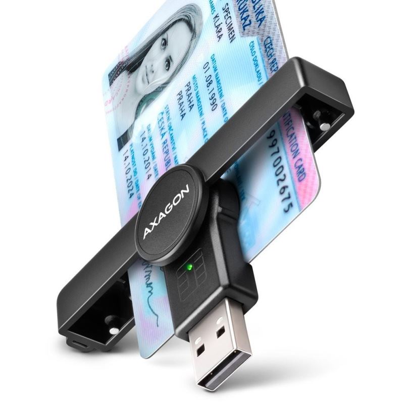 Čtečka eObčanek AXAGON CRE-SMPA Smart card / ID card PocketReader, USB-A