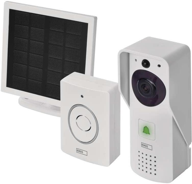 Videozvonek EMOS GoSmart Domovní bezdrátový bateriový videozvonek IP-09D s wifi a solárním panelem