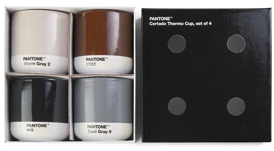 Termohrnek PANTONE Hrnek Cortado set - světle, tmavě šedá, hnědá, černá