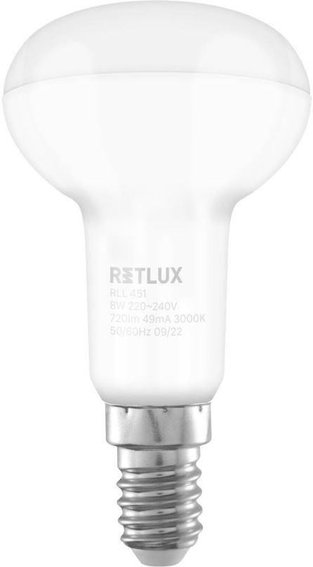 LED žárovka RETLUX RLL 451 R50 E14 Spot 8W WW