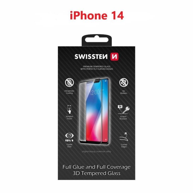 Ochranné sklo Swissten 3D Full Glue pro Apple iPhone 14 černé