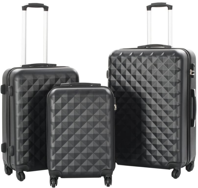 Sada kufrů VidaXL Sada skořepinových kufrů na kolečkách 3 ks, černá, ABS