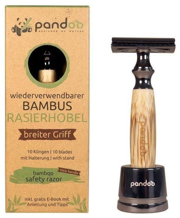 Holicí strojek PANDOO Bambusový holicí strojek široká rukojeť + žiletky 10 ks