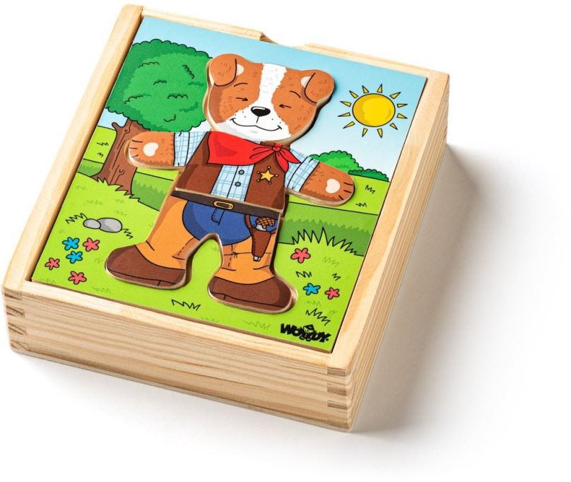 Puzzle Woody Puzzle šatní skříň "Pejsek", 18 dílů