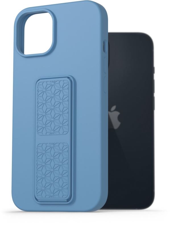 Kryt na mobil AlzaGuard Liquid Silicone Case with Stand pro iPhone 14 modré