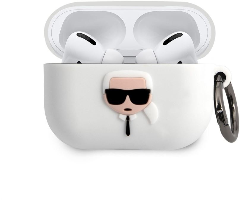 Pouzdro na sluchátka Karl Lagerfeld Karl Head Silikonové Pouzdro pro Airpods Pro White